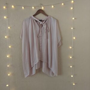 Sen Flowy Blush Pink Blouse Tie Neck One Size